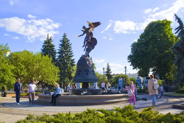 Fontaine Archange Michael Gardien Kiev Dans Parc Volodymyrska Hirka Kiev — Photo