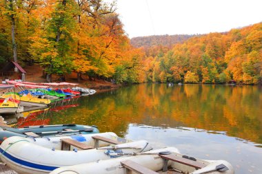 Ermenistan 'da Parz Gölü ile sonbahar manzarası