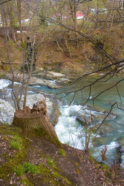 Paisaje Con Cascada Sheshory Ucrania —  Fotos de Stock