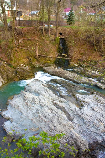 Paisaje Con Cascada Sheshory Ucrania —  Fotos de Stock