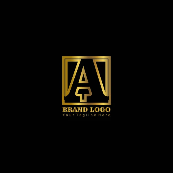 Carta Ouro Logotipo Com Fronteira — Vetor de Stock
