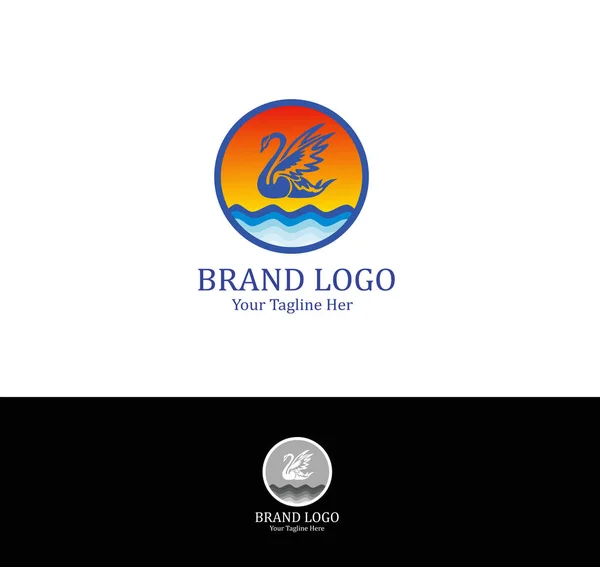 Icona Del Logo Concettuale Attività Illustrazione Con Cigno — Vettoriale Stock