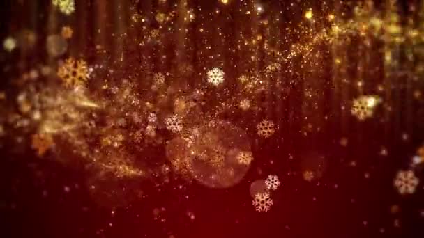 クリスマスライト背景雪の結晶粒子の背景クリスマスプロジェクトのための光の流れループ — ストック動画