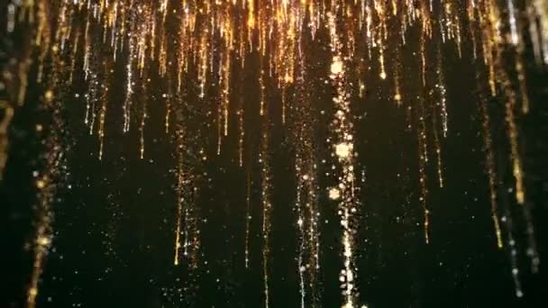 Fundo Natal Ouro Com Luz Partícula Floco Neve Caindo Loop — Vídeo de Stock