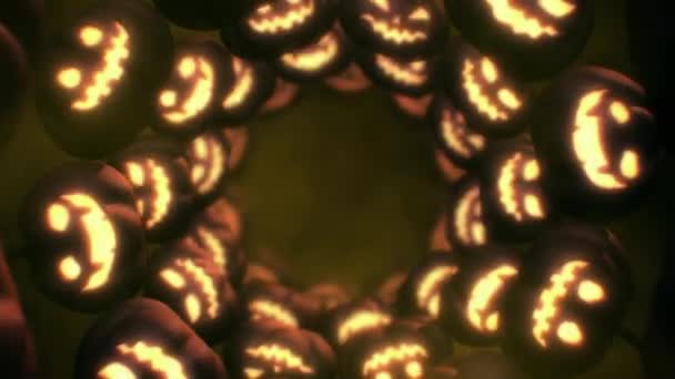 Halloween Hintergrund Mit Geheimnisvollem Kürbisgesicht Und Vollmond Für Horror Oder — Stockvideo