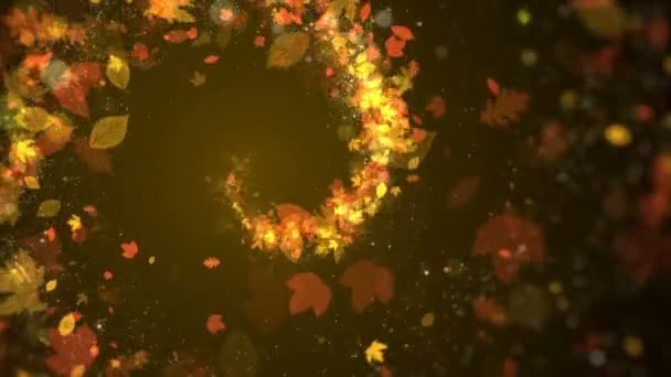 紅葉と粒子の光が流れる秋の背景シーンやタイトル ロゴのための良い背景 — ストック動画