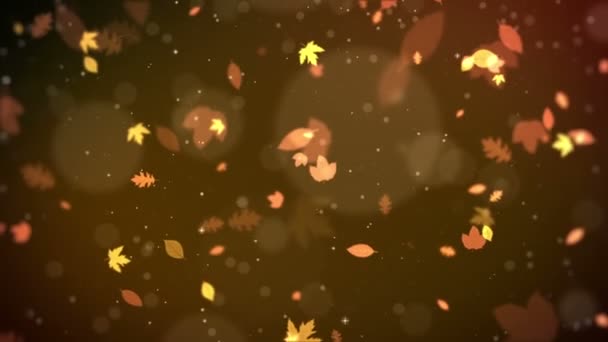 Fundo Folha Outono Com Folha Outono Luz Partícula Fluindo Também — Vídeo de Stock