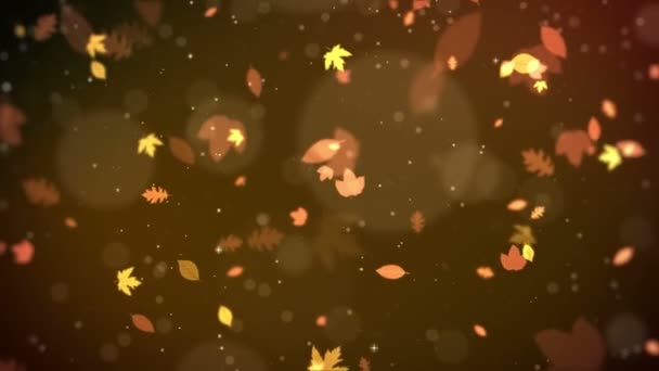 Sonbahar Işığı Arka Planında Sonbahar Yaprağı Parçacık Işığı Akıyor Ayrıca — Stok video