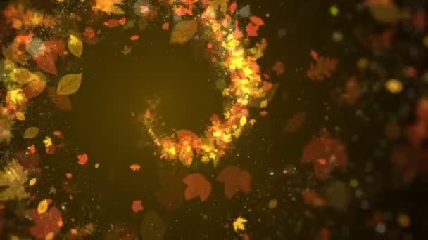 Otoño Particlebackground Con Hoja Otoño Luz Partículas Que Fluye También — Vídeos de Stock