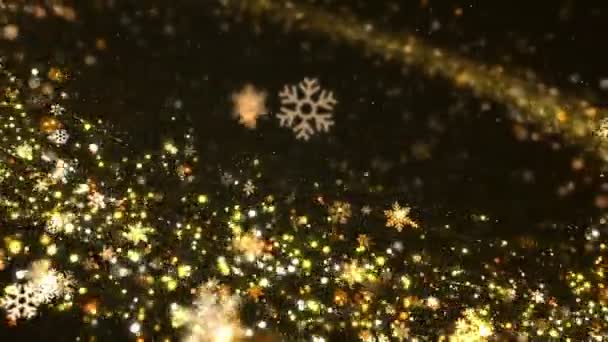 Snowflake Αστραφτερό Φόντο Νιφάδα Χιονιού Και Σωματιδιακό Φως Που Ρέει — Αρχείο Βίντεο