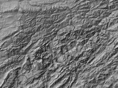 Daykundi, province of Afghanistan. Bilevel elevation map with lakes and rivers