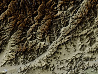 Kunar, province of Afghanistan. Elevation map colored in wiki style with lakes and rivers