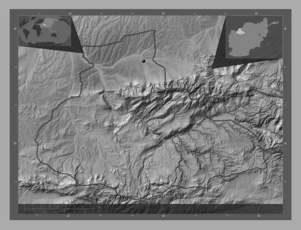 Badghis Province Afghanistan Bilevel Elevation Map Lakes Rivers Locations Major — ストック写真