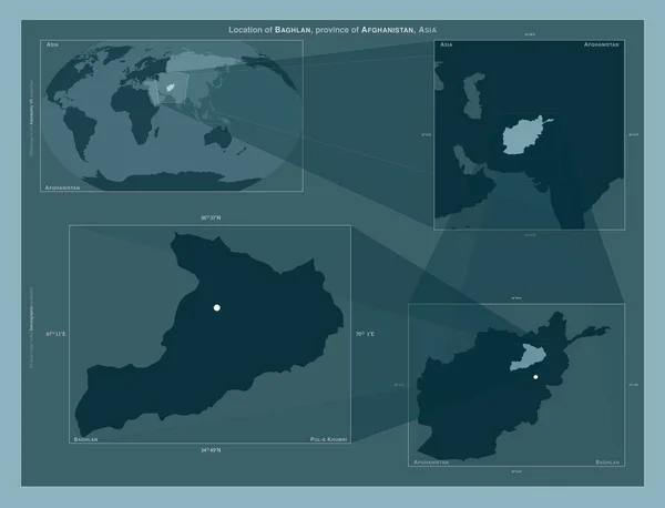 Baghlan Province Afghanistan Diagram Showing Location Region Larger Scale Maps — Stok fotoğraf