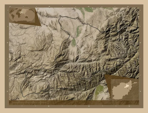 Baghlan Province Afghanistan Low Resolution Satellite Map Corner Auxiliary Location — Stok fotoğraf