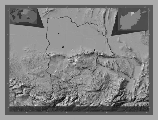Balkh Province Afghanistan Bilevel Elevation Map Lakes Rivers Locations Major — ストック写真