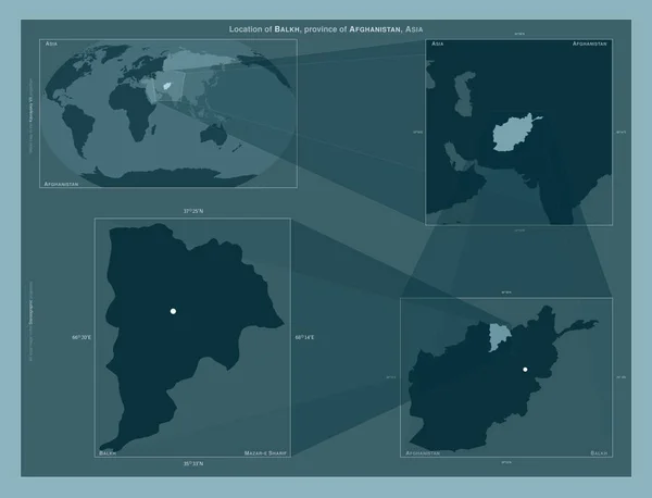 Balkh Province Afghanistan Diagram Showing Location Region Larger Scale Maps — Stockfoto