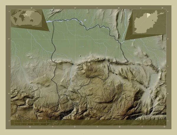 Balkh Province Afghanistan Elevation Map Colored Wiki Style Lakes Rivers — ストック写真