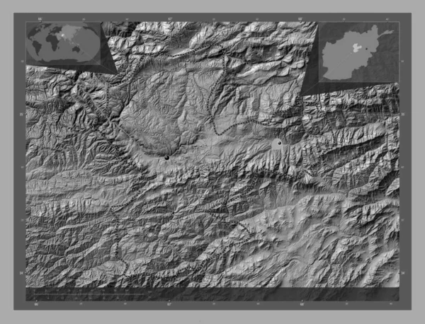 Bamyan Province Afghanistan Bilevel Elevation Map Lakes Rivers Locations Major — Zdjęcie stockowe