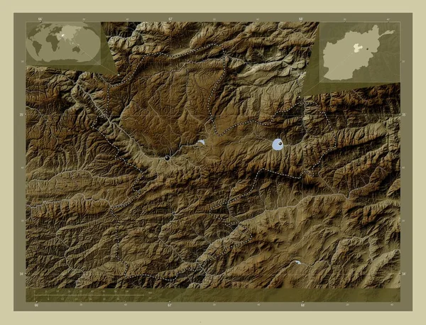 Bamyan Province Afghanistan Elevation Map Colored Wiki Style Lakes Rivers — Stok fotoğraf
