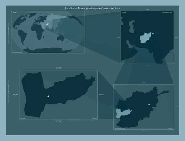 Farah Province Afghanistan Diagram Showing Location Region Larger Scale Maps — Stok fotoğraf