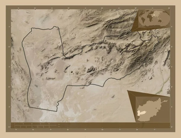 Farah Province Afghanistan Low Resolution Satellite Map Locations Major Cities — Photo