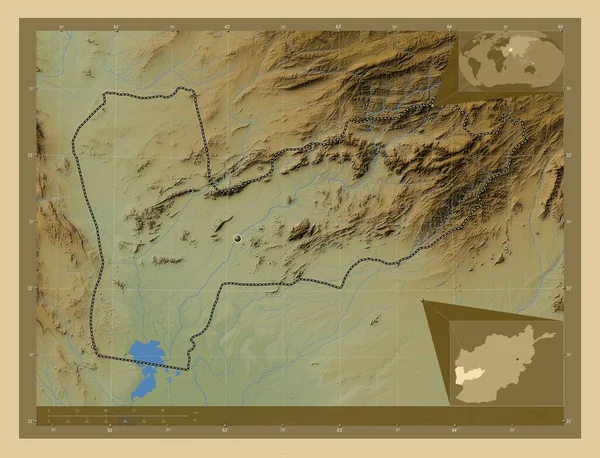 Farah Επαρχία Του Αφγανιστάν Χρωματιστός Υψομετρικός Χάρτης Λίμνες Και Ποτάμια — Φωτογραφία Αρχείου