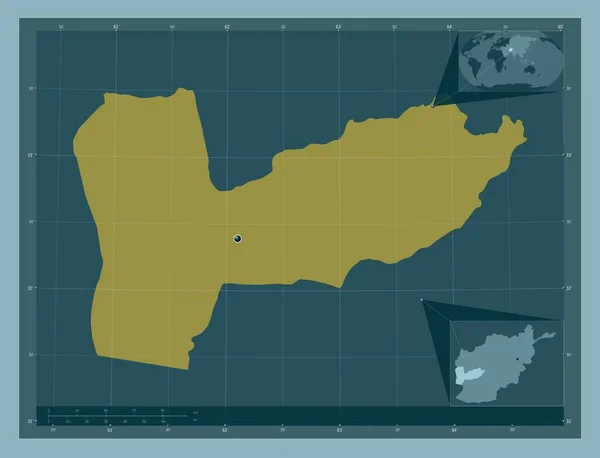 Farah Province Afghanistan Solid Color Shape Corner Auxiliary Location Maps — Stok fotoğraf