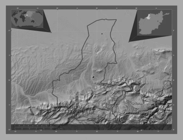 Faryab Province Afghanistan Bilevel Elevation Map Lakes Rivers Locations Major — ストック写真