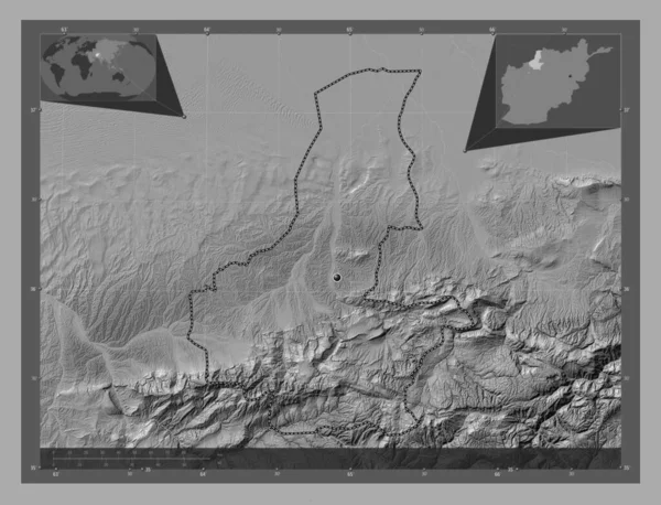 Faryab Province Afghanistan Bilevel Elevation Map Lakes Rivers Corner Auxiliary — ストック写真