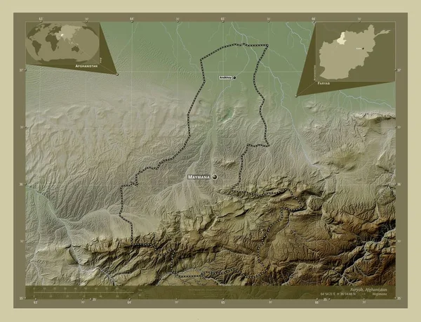 Faryab Province Afghanistan Elevation Map Colored Wiki Style Lakes Rivers — Fotografia de Stock