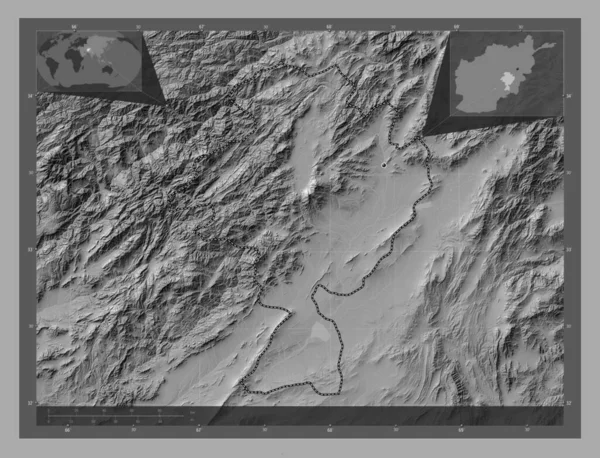 Ghazni Province Afghanistan Bilevel Elevation Map Lakes Rivers Locations Major — 스톡 사진