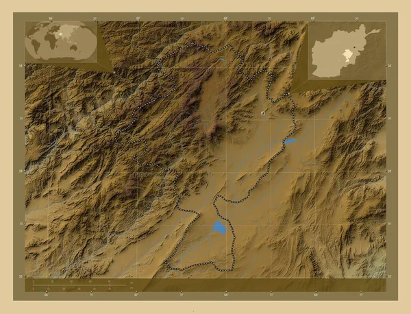 Ghazni Province Afghanistan Colored Elevation Map Lakes Rivers Locations Major — Stok fotoğraf