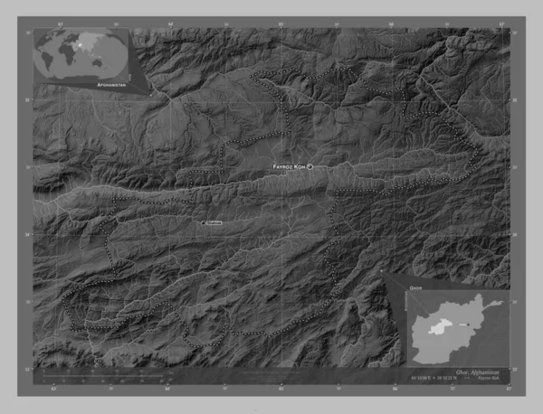 Гор Провінція Афганістан Граймасштабна Мапа Висот Озерами Річками Місця Розташування — стокове фото