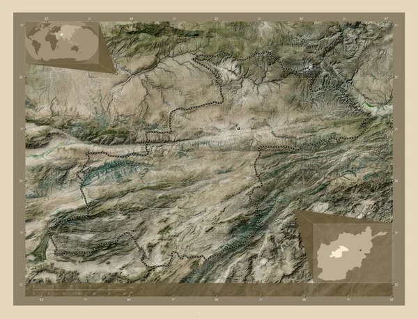 Ghor Province Afghanistan High Resolution Satellite Map Corner Auxiliary Location — Stok fotoğraf