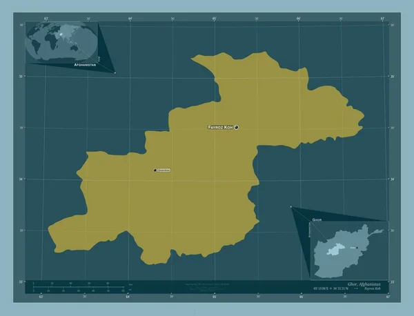 Ghor Province Afghanistan Solid Color Shape Locations Names Major Cities — Stock fotografie