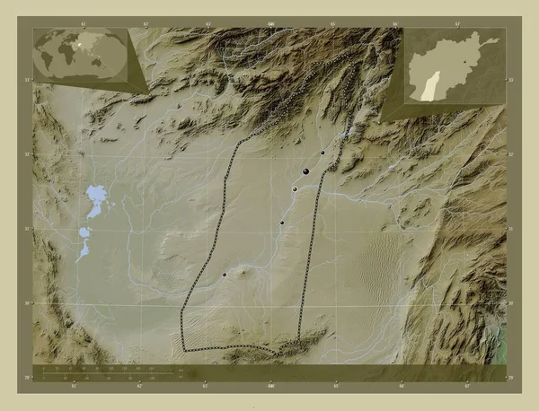 Hilmand Επαρχία Του Αφγανιστάν Υψόμετρο Χάρτη Χρωματισμένο Στυλ Wiki Λίμνες — Φωτογραφία Αρχείου
