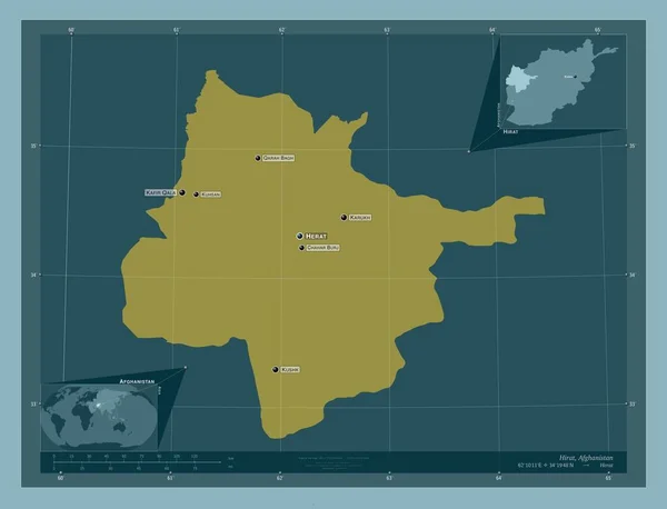 Hirat Province Afghanistan Solid Color Shape Locations Names Major Cities — Photo