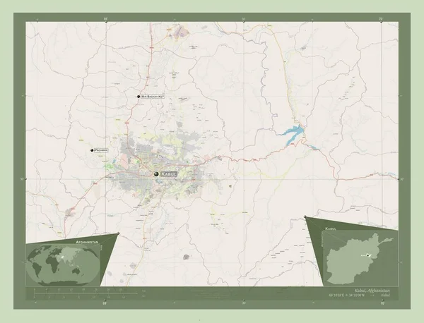 Καμπούλ Επαρχία Αφγανιστάν Χάρτης Του Δρόμου Τοποθεσίες Και Ονόματα Μεγάλων — Φωτογραφία Αρχείου