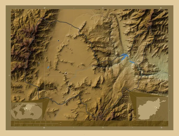 Kabul Province Afghanistan Colored Elevation Map Lakes Rivers Locations Major — Fotografia de Stock