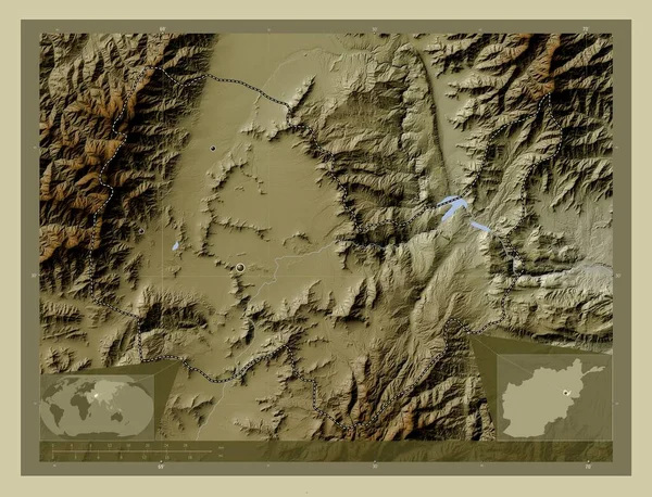 Kabul Province Afghanistan Elevation Map Colored Wiki Style Lakes Rivers — Stok fotoğraf