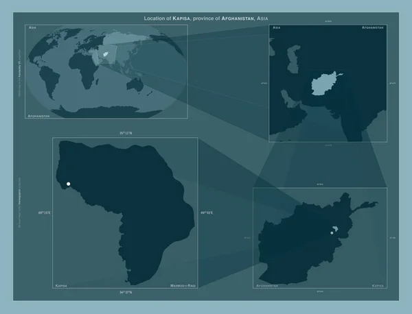Kapisa Province Afghanistan Diagram Showing Location Region Larger Scale Maps — Stok fotoğraf