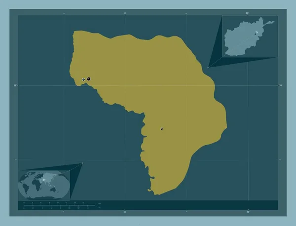 Kapisa Province Afghanistan Solid Color Shape Locations Major Cities Region — Foto de Stock