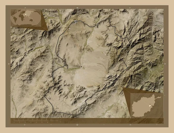 Logar Province Afghanistan Low Resolution Satellite Map Corner Auxiliary Location — Stok fotoğraf