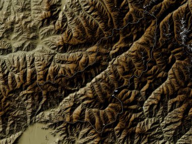 Panjshir, province of Afghanistan. Elevation map colored in wiki style with lakes and rivers