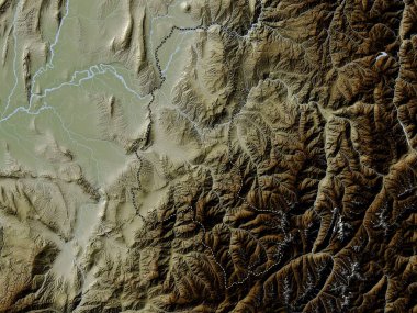 Takhar, province of Afghanistan. Elevation map colored in wiki style with lakes and rivers