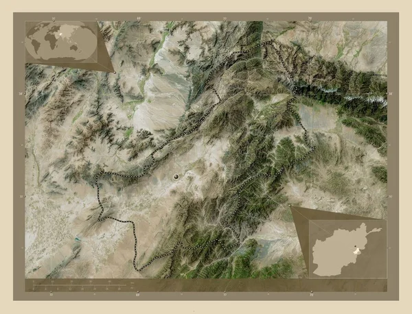 Paktya Province Afghanistan High Resolution Satellite Map Corner Auxiliary Location — Stok fotoğraf