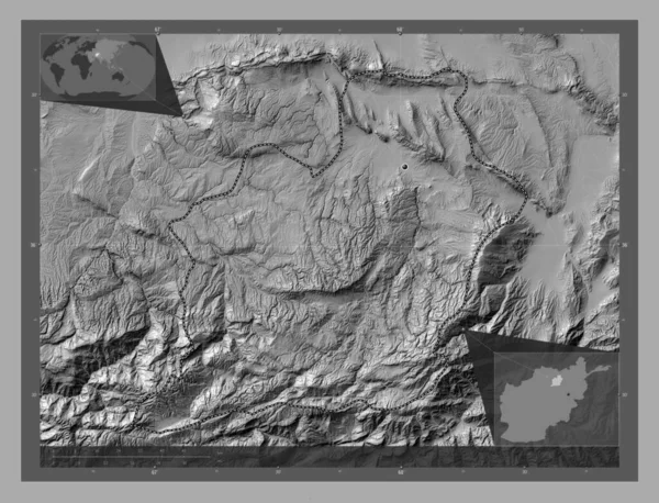 Samangan Province Afghanistan Bilevel Elevation Map Lakes Rivers Locations Major — 스톡 사진