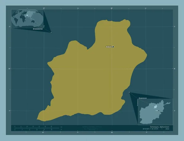 Samangan Province Afghanistan Solid Color Shape Locations Names Major Cities — Foto de Stock