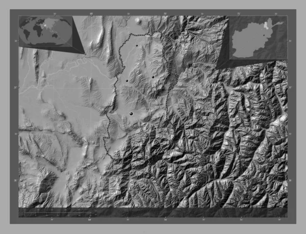 Takhar Province Afghanistan Bilevel Elevation Map Lakes Rivers Locations Major — Zdjęcie stockowe